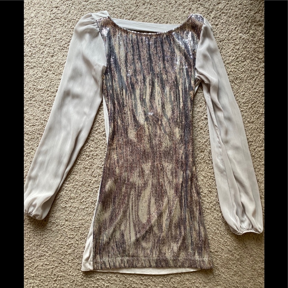 Long Sleeve, Sequin Detail Dress